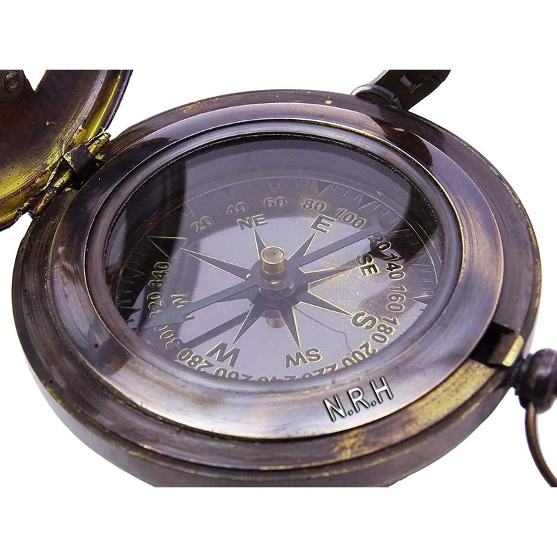 Nautical Pocket Compass Magnetic Navigation Sundial Brass Maritime Hiking Compass