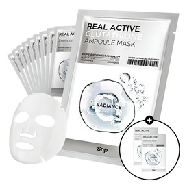 SNP Real Active Brightening Ampoule Mask Pack 10 Sheets Moisture Whitening Elasticity Moisturizing Nutrition / Snp 리얼 액티브 브라이트닝 앰플 마스크팩 10매 수분 미백 탄력 보습 영양