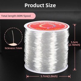 Alyvisun Clear 1mm×80m Elastic String for Bracelets, Durable Bracelet String, Bracelet Elastic String Suitable for DIY Jewelry Making, Bracelets, Crafts, Decorations