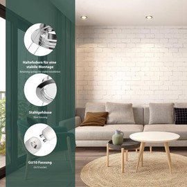 ledscom.de Recessed Ceiling Frame Fere, Round, Chrome Glossy (GU10/MR16/GU5,3/50mm) incl. GU10 Socket