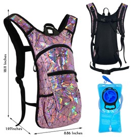 Zavothy Rave Hydration Backpack Lightweight Water Backpack for Cycling Running Hydration Pack with 3L Water Bladder Pink