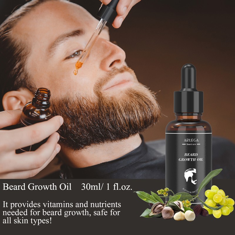 Arlega 5 In 1 Beard Growth Kit, Beard Oil, Beard