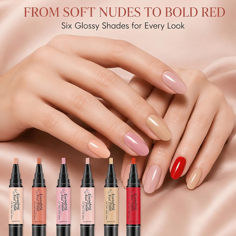6 Pcs Quick Dry Nail Polish Pens, No UV Lamp