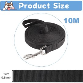 MMSZHL 2 Correas para Perro Extralargas 10M con Hebilla Giratoria 360°, Correa de Entrenamiento para Perros Pequeños/Medianos, Mordidas y Antienredos, para Caminar, Camping y Exteriores (Negro)