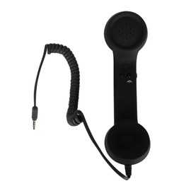 Vintage Phone Handset, Reduces Radiation, ExcellentQuality, Easy to Use, Suitable for Smartphone with 3.5 Mm Socket and USB C, Retro Design (Black)