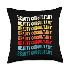 Beauty Consultant Jobs Design Skincare Specialist Beauty Consultant Typeset Outfit Makeup Artist Throw Pillow, 18x18, Multicolor