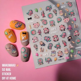 ONE PIECE NAIL SSTICKER 3D ANIME NAIL STICKER ONE PIECE NAIL DECALEmbossed Nail Art Stickers Decals Self Adhesive Nail Sticker Kawaii Design Anime Nail Stickers for Women, Girls, Kids, Gift (HEH)