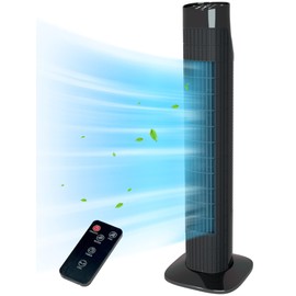 Uthfy Tower Fan for Bedroom, 80 Oscillating With Remote, 7.5H Timer, 3 Speeds, Standing Bladeless Cooling Fan for Room Office 32 Inch