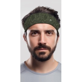 Duwoni Sports Headbands for Men, Moisture Wicking Workout Headband, Sweatband Headbands for Running,Cycling,Football,Yoga,Tennis,Hiking,Hairband for Women and Men (Green Leaf)