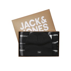 JACK & JONES Men's Jacfrost DNA Scarf Giftbox Hat, Black/Pack:Black Beanie, One Size