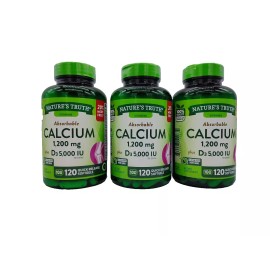 Nature's Truth Nature’s Truth Calcium 1200 mg + D3 5,000 IU 120 Softgels – 3 Pack – Exp 01/2027
