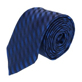 Trafalgar Men's Nathanial Regal Patterned Diagonal Line Silk Business Necktie, Royal Blue