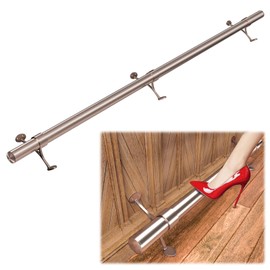 Muzata 6ft Bar Foot Rail Kit Undercounter Mount Hardware and Tubing Complete Kit 2'' OD Stainless Steel Brass Finish for Indoor and Outdoor HF20 PA4