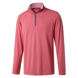 M MAELREG Mens Pullover Quarter Zip Golf Sport Casual Long Sleeve Mens Golf Half Zip Pullover Sweatshirts for Men Red Melange