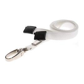 ALG ID Cards® Breakaway Solid Color Lanyard with Safety Clasp, White Lanyard with Metal Clip, Lanyard for Passport Cards, ID Card Holder (White Lanyard)