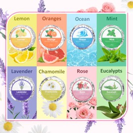 8 Packs Shower Steamers Aromatherapy with 1 Pack Blue Silicone Shower Steamers Holder/Tray/Hanger, Bath Bombs with Natural Essential Oils, Relaxation Spa Gifts/Birthday Gifts for Women & Men