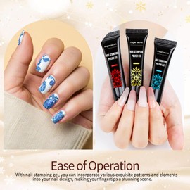 Nail Stamping Gel Polish Kit 4 Colors Nail Stamping Polish Gel Unleash Your Creativity with Our Stamping Gel Polish Nail Art Kit Ideal for Home User and Nail Salon SET4（Pink,Green, Silver, Purple）