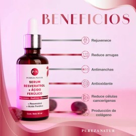 Pureza Natur Serum Resveratrol + Acido Ferúlico antioxidante y regenerador Día/Noche y para todo tipo de piel 50ml