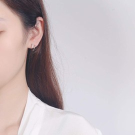 Ear Climber Crawler Cuff Earrings Sterling Silver CZ Line Wrap Earring Dianty Piercing Huggie Hoops for Women Teen Girls (Silver)