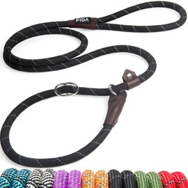 Fida Slip Lead For Dogs, 1.2m / 4FT Training Lead For Dogs, No Pull, No Choke, No Collar or Harness Needed(Black)
