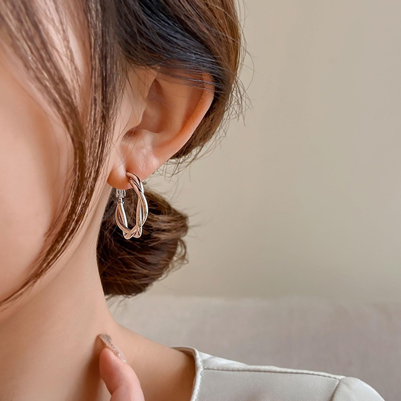 Cimenexe Bohemian Hollow Twist Hoop Earrings Silver Twist Circle Hoop