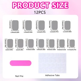 MOTIBACK Press on Nails - 24Pcs Short Square False Nails with 3D Bow, Reusable Stick on Nails for Women (White French Edge & 3D Butterfly)
