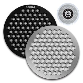 NEOUZA V4 Espresso Puck Screen 0.8mm Thickness Honeycomb Mesh Double Layer Black Protective Coating for Coffee Portafilter Basket (2, Black and Silver, 53mm)