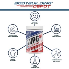Bodybuilding Depot - WPG-85 Clear Whey Protein Granules/Isolate 1 kg - South American Cherry | Specially for Mixing in Water | Perfect Solubility | High BCAA and EAA Content