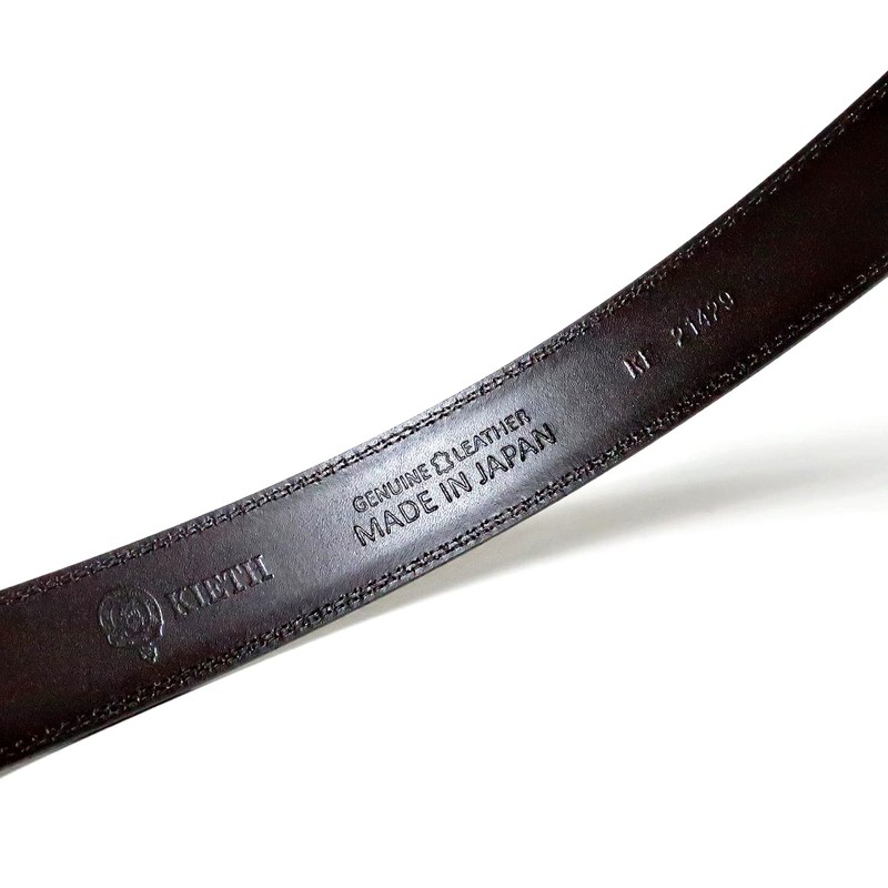 KIETH Men's Shrink Leather Double Stitched Belt, Genuine Leather, Dark