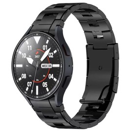 NeXStrix Titanium Band for Galaxy Watch 7/6/5/4/FE, 1.7 inches (44 mm), 1.6 inches (40 mm), No Gaps, One-Touch Button, Titanium Strap, Lightweight, Business, Galaxy Watch 6 Classic 47 mm, 43 mm, 5 Pro