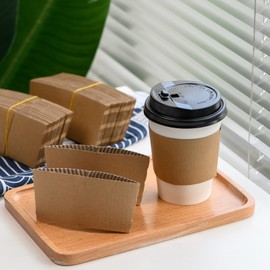RACETOP Paper Coffee Cups Sleeves 100 pack, Suitable for Hot Disposable Paper Cups 12 oz-24 oz,Double Layer Paper, Heat Insulation, Without burn hands