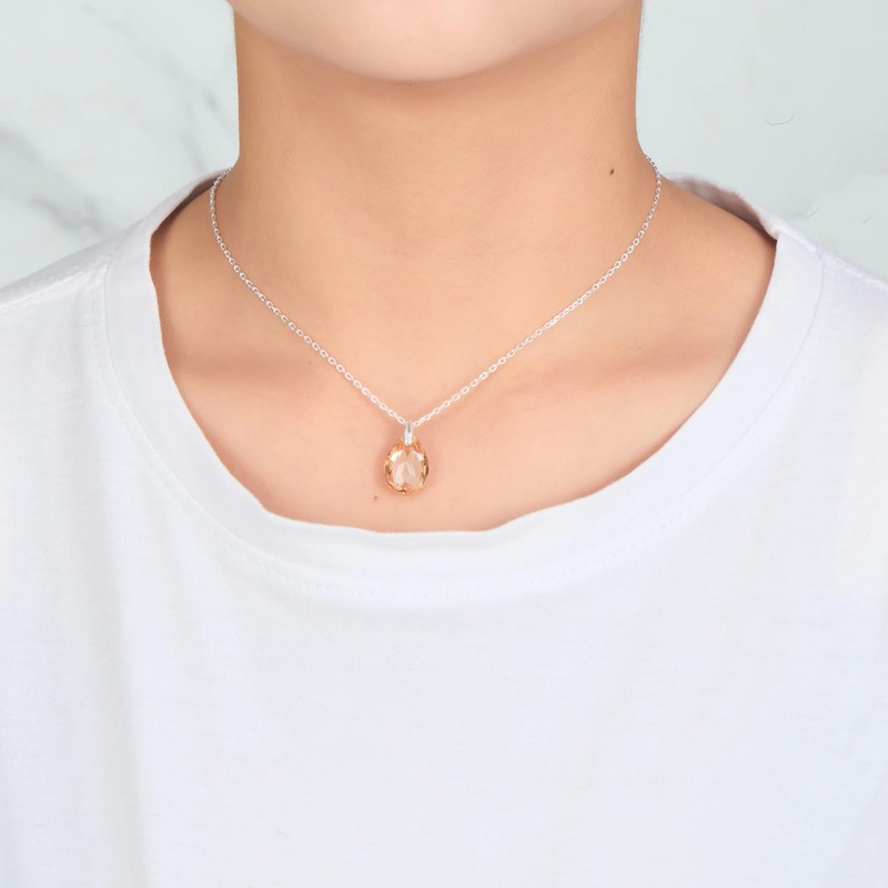 Philip Jones Sterling Silver Golden Shadow Necklace Created with Zircondia®