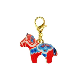 Miniblings Dala Horse Dala Horse Swedish Horse Sweden Charm Dala Horse Swedish Red Ceramic – Handmade Fashion Jewellery I Gold-Plated Pendant Charm Bracelet – Pendant for Bracelet, Metal Ceramic