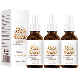Rice Water for Hair Growth Serum for Women and Men, Rice Water Serum for Hair Growth, Hair Loss, Leave in Hair Treatment for Longer, Thicker, Fuller Hair (1.01 Fl.Oz.(Pack of 3))