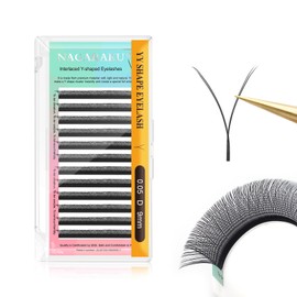 NAGARAKU yy Eyelash Extensions Supplies y lash 0.05mm D curl 9mm Premade Fans 4D Russian Volume Y Shape Faux Mink Matte 12 rows Cluster pre Fanned Wispies Crisscross Eye Lashes