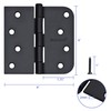 4 x 4 Inch Black Door Hinges, 18 Pack Matte