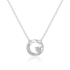 Philip Jones Sterling Silver Twisted Circle Necklace Created with Zircondia® Crystals