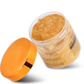 Body Exfoliating Cream 250G/8.8oz 24K Gold Body Scrub with Sea Salt + Essential Oil for Moisturising Face and Body Skin