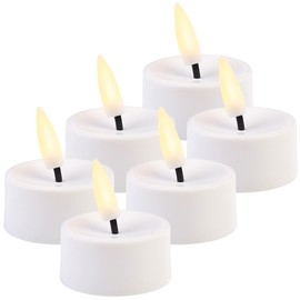Britesta LED Kerzen mit Timer: 6er-Set LED-Teelichter mit nachgebildetem Docht und Timer (Teelichtkerzen, Teelichter Abschaltautomatik, Batterien)