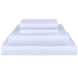 Threadmill Home Linen 1200 Thread Count 100% Supima ELS American Grown Cotton White Queen Bed Sheets Set, Super Luxury 4-Piece Bedding Sheets, Smooth Sateen