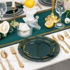 DaYammi 150Pcs Green Plastic Plates with Gold Rim, Green Disposable