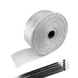 Xinhan Parts 2"x15ft/2"x25ft/2"x50ft Roll Aluminized Fiberglass Exhaust Header Wrap Pipe with Stainless Steel Zip Ties (1" x 25ft)