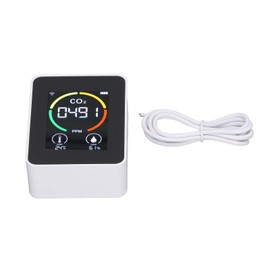 CO2 Detector Portable Battery Operated Temperature Humidity Meter Air Quality Monitor Infrared Smart WiFi Sensor White