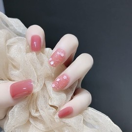 Pack of 24 Japanese Flower Nail Nails, Soft Pink Color that will color your fingertips into your spring color