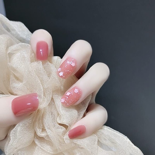 Pack of 24 Japanese Flower Nail Nails, Soft Pink Color