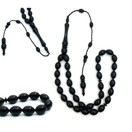 Tesbih Tasbih Tespih Misbaha Subha 33 37 cm Muslim Islamic Rosary Prayer Worship Accessory Ottoman Style Black Onyx Effect Beads Oval 12 x 8 mm, Acrylic, Onyx