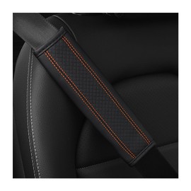 Osilly Car Seat Belt Pads, 2 Pack Fiber Leather Seatbelt Shoulder Strap Covers, Comfort Driving & Protect Your Neck, Universal Safety Strap Cover for Auto SUV Truck Airplane Backpack (Black/Orange)