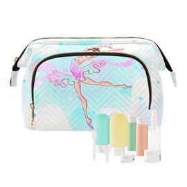Kjovgcb Women Wave Quilt Cosmetic Bag, Zipper Toiletry Storage 10.2x5.9x6.7 in, Pouch Handbag Makeup Case Purse Holder Organizer Ballerinas Ballet Dance Dressed In Pink