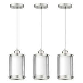 Osimir Brushed Nickel Pendant Lights Kitchen Island 3 Pack, Modern Kitchen Pendant Lighting Over Island with Milk Glass, Farmhouse Mini Hanging Light for Sink Dining Room, OS-3014-3PBN