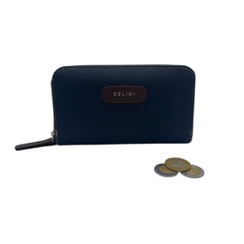 Belini Cartera de Mujer con Cierre de Cremallera, Organizador con Múltiples Compartimentos, Piel Sintética Elegante, Color Rojo o Azul, Moda y Estilo, Cartera Azul